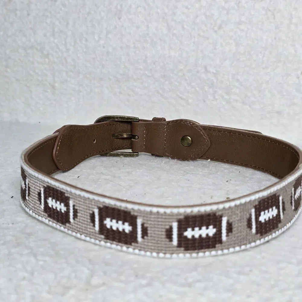 Youth Brown Kids Size Embroidered Football Belt